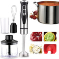 Stainless Steel Hand Blender 4-in-1 Immersion Blender 2000W 2 Speeds BPA-Free Beaker Ideal for Mashed Potatoes Creams Mayonnaise