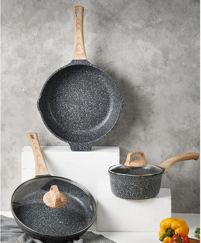 Non-Stick Cookware Combo Set 3 Pieces Frying Pan Milk Frying Pan Set Induction Cooker Smokeless Home Gas Stove Non-Stick Pan