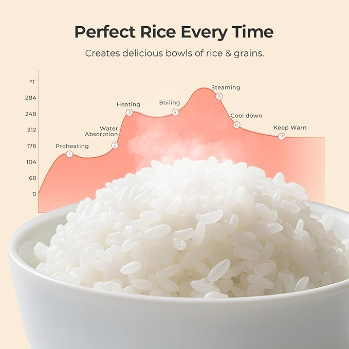 Narcissus 3.5-Cup Rice Cooker for 1-3 People Multifunctional for Rice Oatmeal Quinoa - Slow Cook Steam Cook Rice &amp Steam Dish Together Rice White