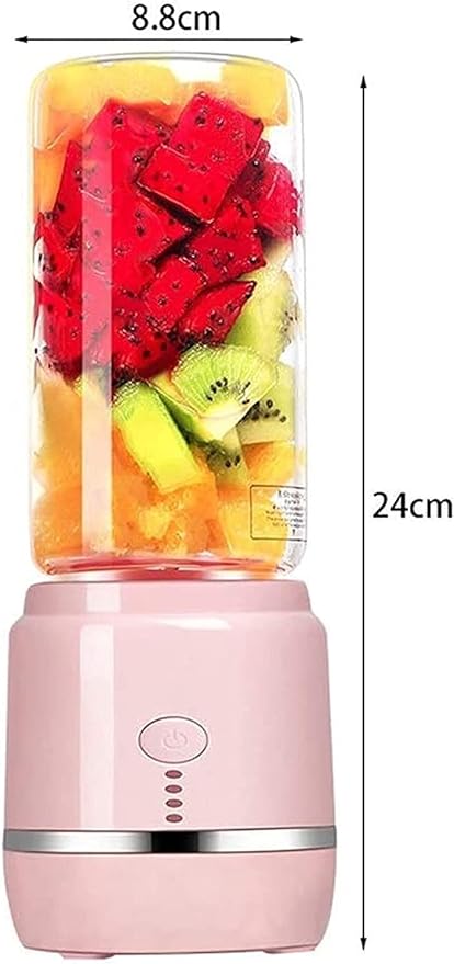 Portable Blender Personal Blender with USB Rechargeable Mini Fruit Juice Mixer for Smoothies and Shakes Mini Juicer Cup Travel (Color : Blue) (Pink)