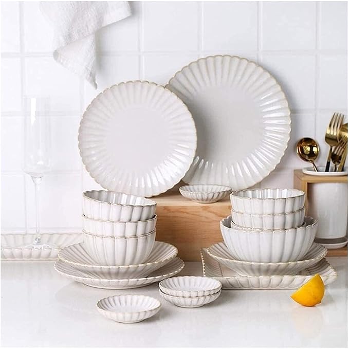 Dinnerware Set Luxury Family Dinner Service Set Ceramics Dinner Set Kitchen and Dining Service Fine Porcelain Kitchen Dinnerware Set Dishwasher Safe Gift26 Piece Set