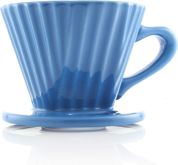 Chantal Lotus ceramic pour over coffee dripper 8 Ounces Blue Cove