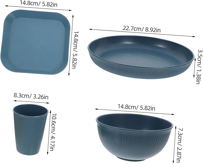ABOOFAN Broken Dinnerware Set Plates and Bowls Set Camping Utensils Unbreakable Material Black for Bbq Camping Outdoor