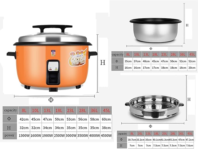 Commercial Rice Cooker with Steamer (8L-45L) Canteen Hotel Home Old-fashioned Large Capacity Rice Cooker 8-60 PeopleUS/EU Used(13L)