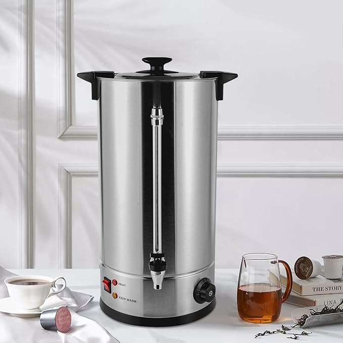 Coffee Urn Large Coffee Dispenser 25L Full Stainless Steel Commercial Coffee Maker Quick Brew Electric Beverage Dispenser Hot Water Urn 1400W