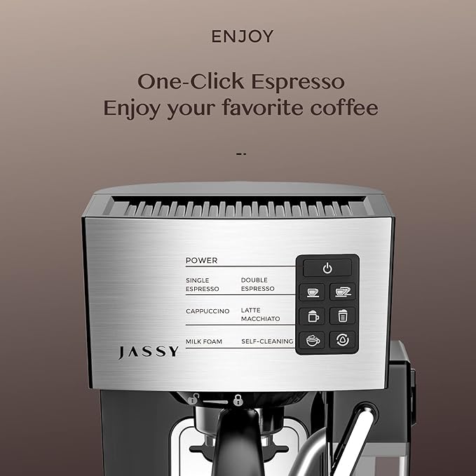 Espresso Coffee Machine Cappuccino Maker with 19 BAR Pump &amp Powerful Milk Tank for Home Barista BrewingMultiple Functions for Espresso/Moka/CappuccinoSelf-Cleaning System1250W(Silver)
