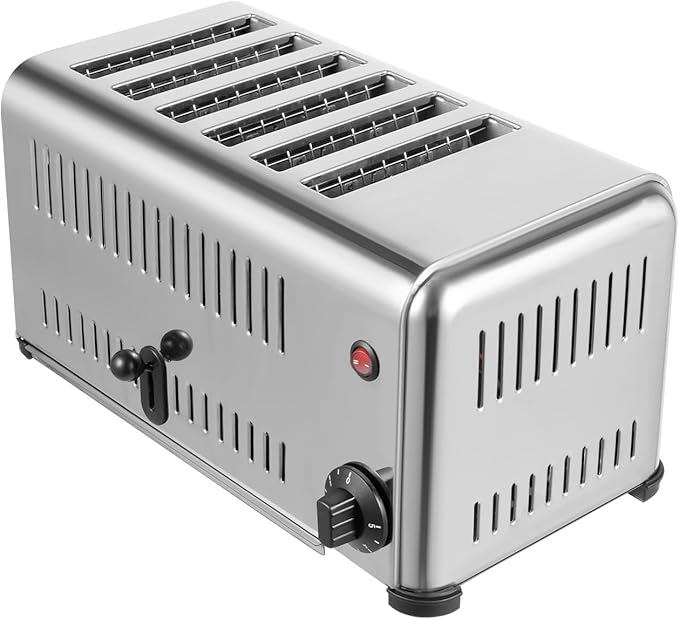 6 Slice Toaster- with 4/6 Slice OptionStainless Steel Commercial Toaster with Timer &amp Extra-Wide Chamber5-Level Setting Bread machine with Removable Crumb Tray for Home Restaurant and Bakery Us