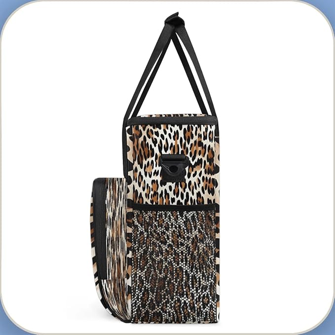 Classic Leopard Coffee Maker Carrying Bag Compatible with K-Mini or K-Mini Plus Portable Single Cup Coffee Maker Case with Pockets for K Cup Pods