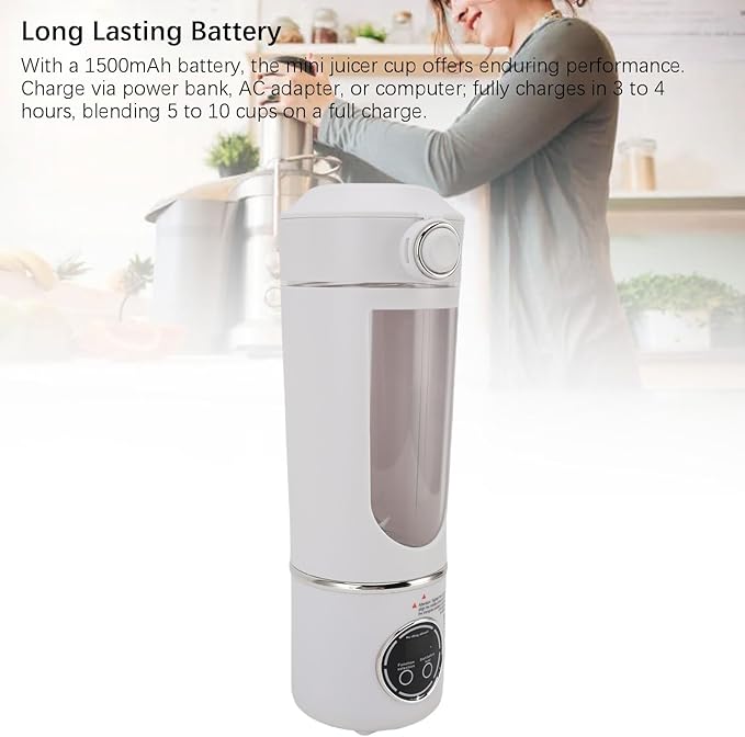 Portable Blender with Magnetic Induction Technology 1500mAh for Shakes Juices Smoothies Dishwasher Safe Compact Design for Home Office Gym Travel (White)