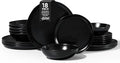 Herogo Stoneware Dinnerware Sets for 6 18 Piece Ceramic Dinner Dishes Set Irregular Handmade Plates and Bowls Dishware Crack and Scratch Resistant Reactive GlazeMatte Black
