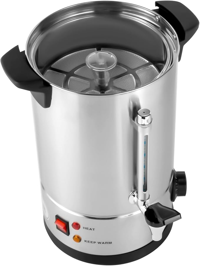 8L/2.11gal Coffee Maker Electric Percolator Coffee Pot Commercial Coffee Urn with Indicator Light Stainless Steel Hot Water Dispenser for Cafes Buffets Offices
