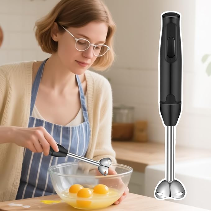 Handheld Electric Mixer 400W Immersion Blender Powerful Food Processor with Stainless Steel Blades Versatile Kitchen for Soup Puree Coffee Milk Drinks Portable Cooking Gadget