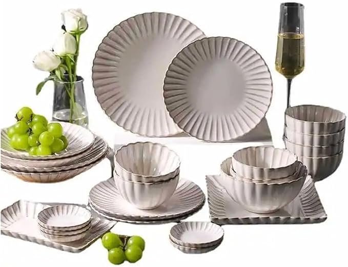 Dinner Sets White Ceramic Dinner Sets Bowl Dish Plates Porcelain Dinnerware Set For Household Hotel4people Set