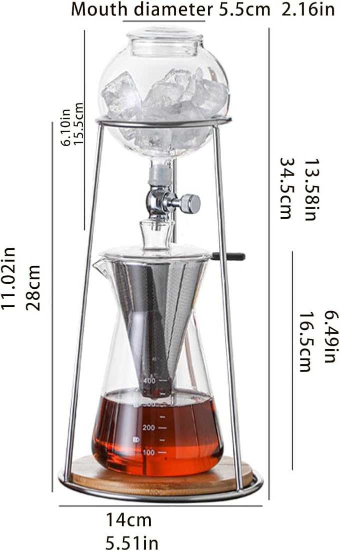 Cold Brew Maker Manual Cold Brew Coffee Tower Drip System Ice Drip Coffee Maker Drip Tower Coffee MakerLarge Capacity Reusable Iced Coffee Maker Iced Tea Maker for Cafe Home Kitchen(Color:B)