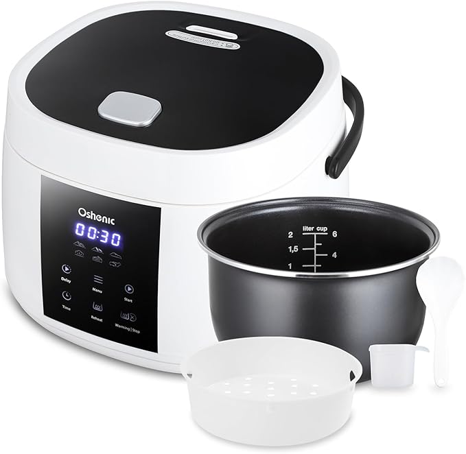 Rice Cooker Small6-Cup (Uncooked) / 12-Cup (Cooked)6-in-1 Multi CookerElectric Smart Rice CookerPortable Non-Stick Rice Maker With Steamer Basket12 Hours Timer Delay &amp Keep Warm Function