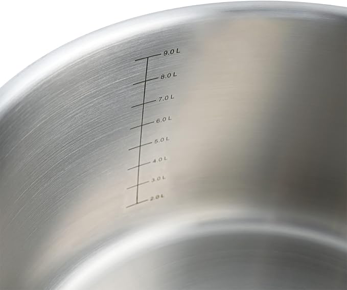 LAGUIOLE Triplex Soup Pot 28 x 17 cm Triplex Stainless Steel 304/Aluminium/430 Capacity 10 L Compatible with All Hobs Including Induction Easy Cleaning Silver