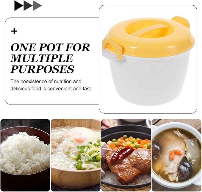 Hemoton Microwave Rice Cooker Small 4-Cup Capacity Microwavable Rice Maker with Steamer for Vegetables Pasta and Soups Convenient Compact Kitchen Appliance
