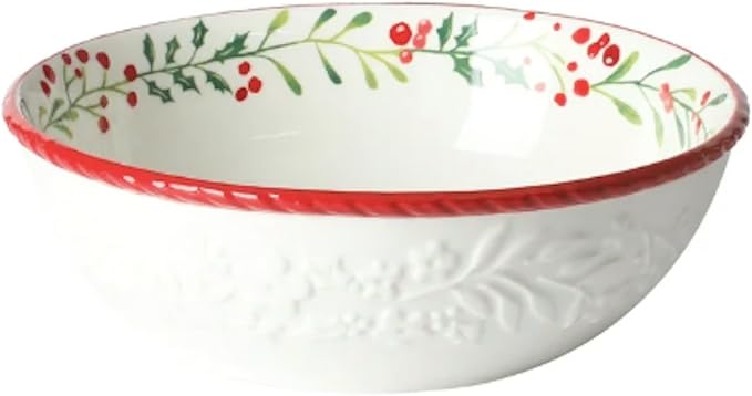 Merry Meadow Red 12-Piece Stoneware Dinnerware Set