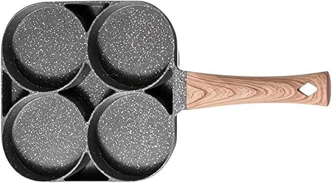 cookware set Stone Four-hole Fried Egg Pot Household Non-stick Flat Bottom Dumpling Breakfast Eggs Hamburger Frying Tools(Four holes)