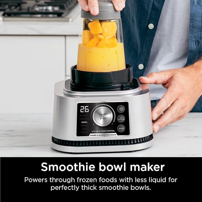 Ninja Blender For Kitchen | Food Processor Combo System | Smoothie Maker &amp Nutrient Extractor | 6 Functions for Bowls Spreads Dough Shakes | 72-oz. Pitcher &amp To-Go Cups | Silver | SS351