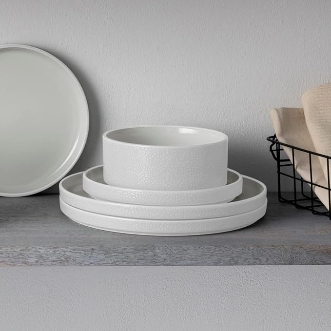 Noritake ColorTex Stone White 16-Piece Dinnerware Set Service for 4