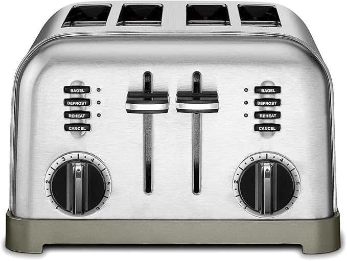 Cuisinart CPT-180P1 Metal Classic 4-Slice Toaster Brushed Stainless &amp Electric Kettle 1.7-Liter Capacity Cordless 1500-Watts for Fast Heat Up Stay Cool Non-Slip Handle Stainless Steel CPK-17
