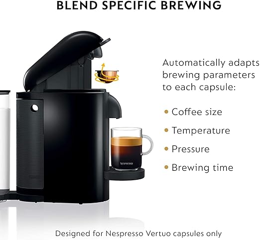 Nespresso Vertuo Plus Coffee and Espresso Maker by Breville Ink Black with Aeroccino Milk Frother