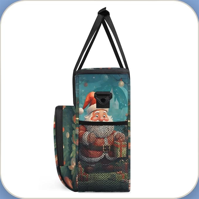 Colorful Santa Claus Coffee Maker Carrying Bag Graffiti Santa Claus Travel Storage Bag Compatible with K-Mini or K-Mini Plus Single Serve Coffee Brewer Carrying Case with Pockets &amp Shoulder Stra