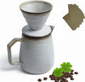 Pour Over Coffee Maker Set - Ceramic Dripper Pot Heat-Resistant &amp Easy Clean Manual Slow Drip Coffee Brewer for Office Home Camping 1-3 Cup Pour 20 coffee filters (white)