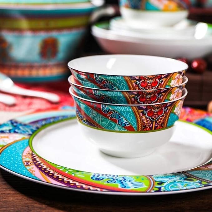 Ceramics Dinner Sets Bowl/Spoon/Plate/Soup Pot51 Pieces Dinnerware Bone China Tableware Set - Family Party and Kitchen Restaurant