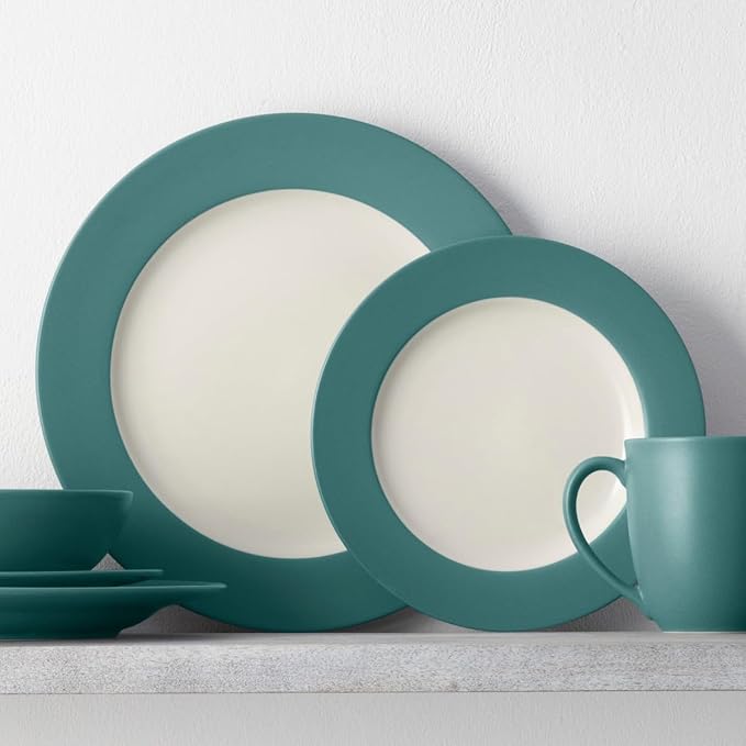 Noritake Colorwave Turquoise 16-Piece Rim Dinnerware Set Service For 4