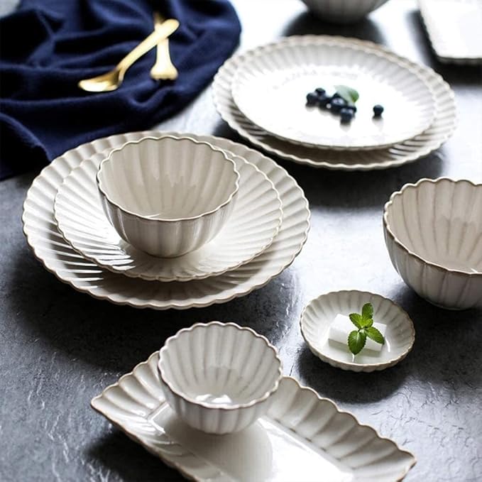 Dinnerware Set Luxury Family Dinner Service Set Ceramics Dinner Set Kitchen and Dining Service Fine Porcelain Kitchen Dinnerware Set Dishwasher Safe Gift14 Piece Set