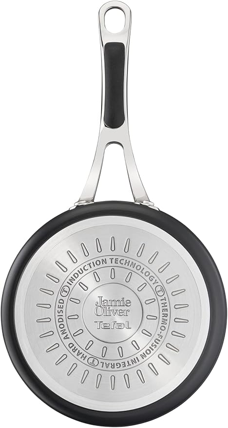 Jamie Oliver by Tefal Cook’s Classics Saucepan Set 3-Piece – Hard Anodised Aluminium Non-Stick Glass Lids Riveted Handles Oven-Safe Induction Compatible – H912S344