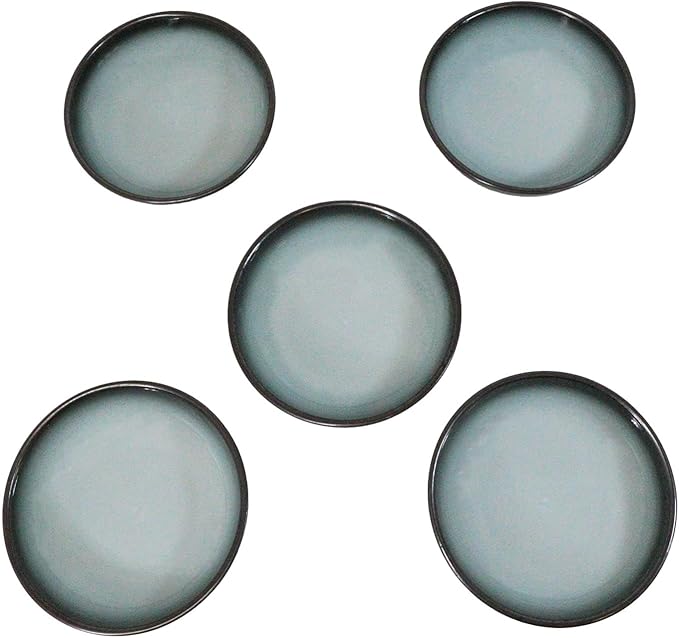 Ebros Gift Blue Sky Stars Artistic Seikai Porcelain Collection Dinnerware Serveware Kitchenware Set Asian Japanese Dining Restaurant Supply (Pack Of 5 Shallow Bowl Deep Plates 10oz)