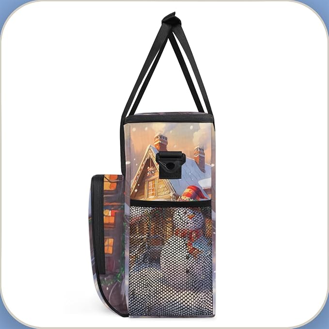 Xmas Snowman Coffee Maker Carrying Bag Magical Snowman Travel Storage Bag Compatible with K-Mini or K-Mini Plus Single Serve Coffee Brewer Carrying Case with Multiple Pockets &amp Shoulder Strap