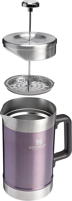 STANLEY Classic Stay-Hot French Press Coffee Maker 48 oz | 5 Minute Brew 4 Hours Hot | Mesh Filter for Coffee Grounds | Insulated Stainless Steel French Press | BPA-Free | Wisteria Shine