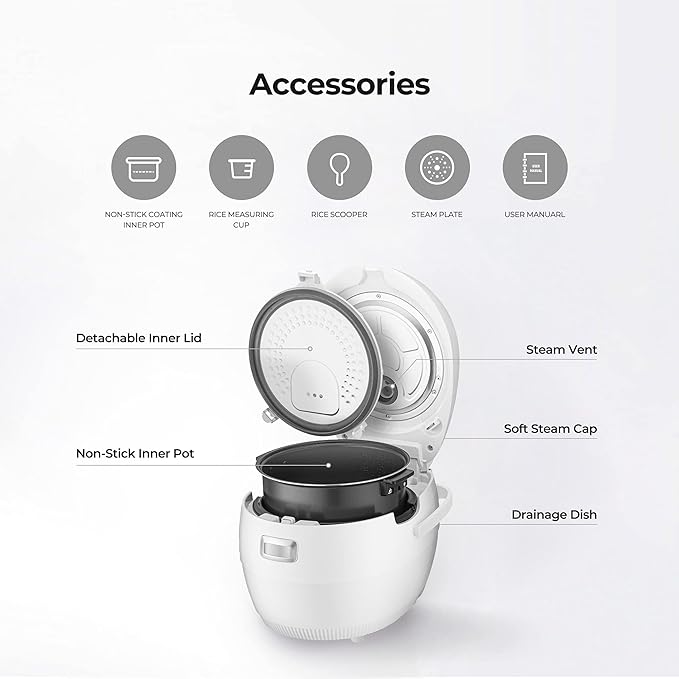 CUCKOO CR-1020F | 10-Cup (Uncooked) Micom Rice Cooker | 16 Menu Options: White Rice Brown Rice &amp More Nonstick Inner Pot Designed in Korea | White (Renewed)