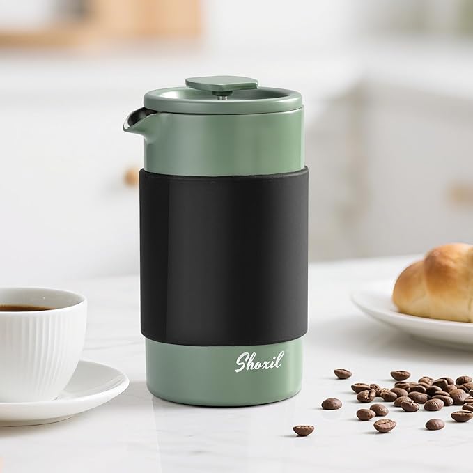 French Press – 350ml Stainless Steel Coffee Press 2 Cup Cafetiere for Ground Coffee Portable French Press