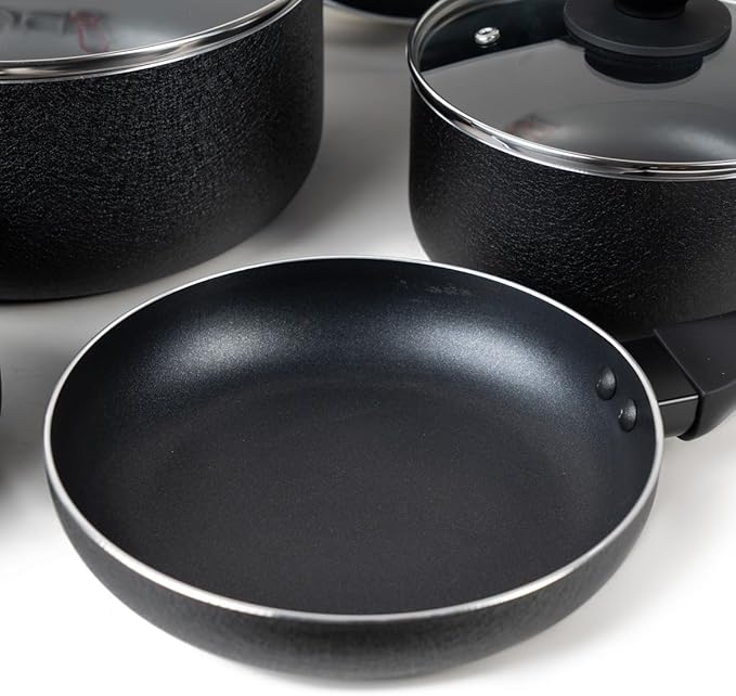 Oster Ashford 10 Piece Aluminum Nonstick Cookware Set in Black - MEGA-73076.10