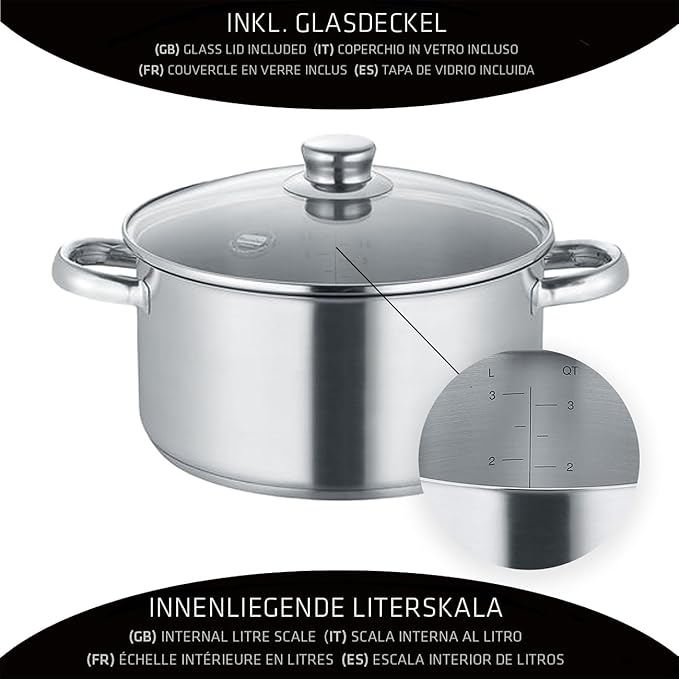 Berndes New Roma 4-Piece Saucepan Set Stainless Steel Suitable for Induction Cookers Pots with Lid
