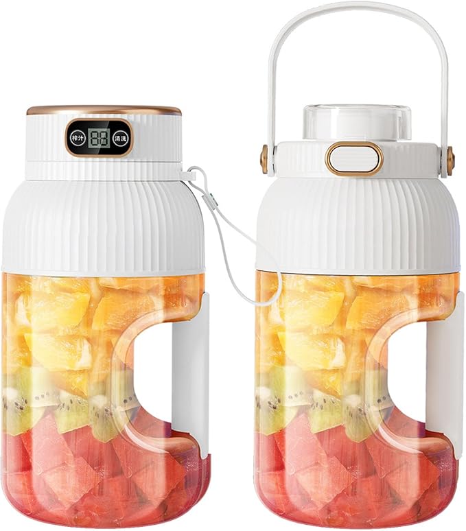 Portable Blender portable blender cup for Shakes and Smoothies powerful motor driving ten-blade cutter head TYPE-C fast charging head 42Oz (1200ml) large capacity (WHITE 2 BARREL)