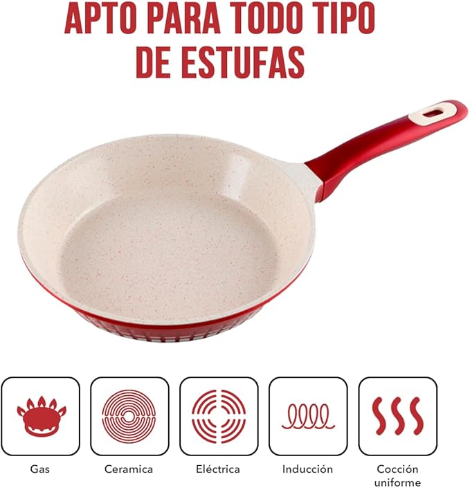 Non-Stick Cookware Set Marble 13Pieces Red Kochstelle