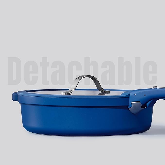 CAROTE 4pcs Non Stick Frying Skillet with Lid 12inch Nonstick Large Deep Frying Pan 5.5Qt Saute Induction Pan Cooking Set with Detachable/Removable HandleOven/Dishwasher Safe