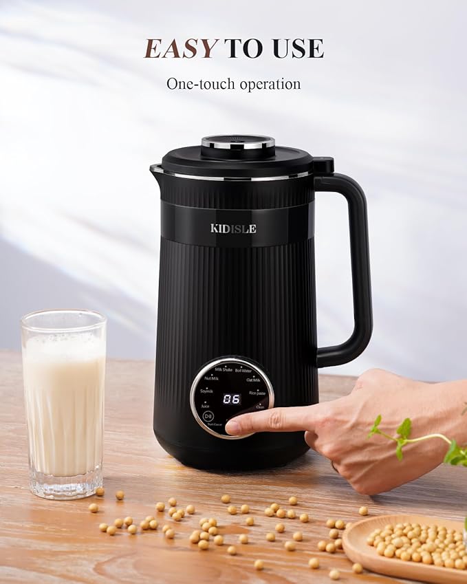 32oz Automatic Soy Machine for Homemade Almond Oat Coconut Soy Plant Based Milks and Non Dairy Beverages with Delay Start/Keep Warm/Self-Cleaning/Boil Water Black