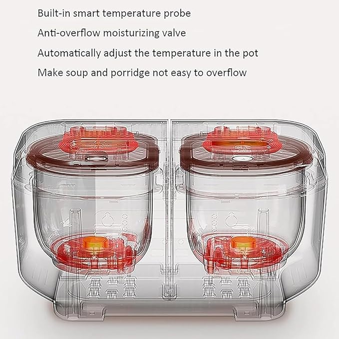 This Multi-Functional Rice Cooker Features Two Inner Pots A 1.5L Capacity A 1.5L Capacity A 12-Hour Timer A Non-Stick Coating And Precise Dual-Sensor Temperature Control