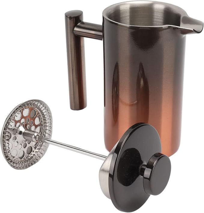 French Press Coffee Maker 304 Stainless Steel Coffee Press with Filter Double Layer Gradient Ramp Dishwasher Safe Coffee Pot (350ml)