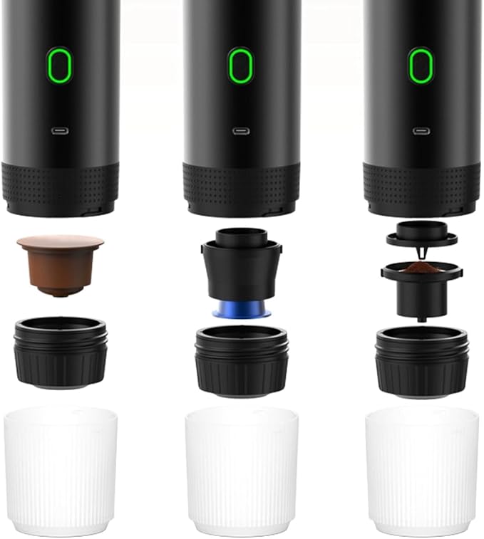 Portable Electric Coffee Maker 15Bar Cordless Self Heating Coffee Machine for Travel Camping Home Office