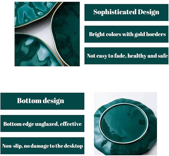 Ceramic Dinner Plates Set of 4 10 inch Dish Set - Microwave Oven and Dishwasher Safe Scratch Resistant Modern Rustic Dinnerwar