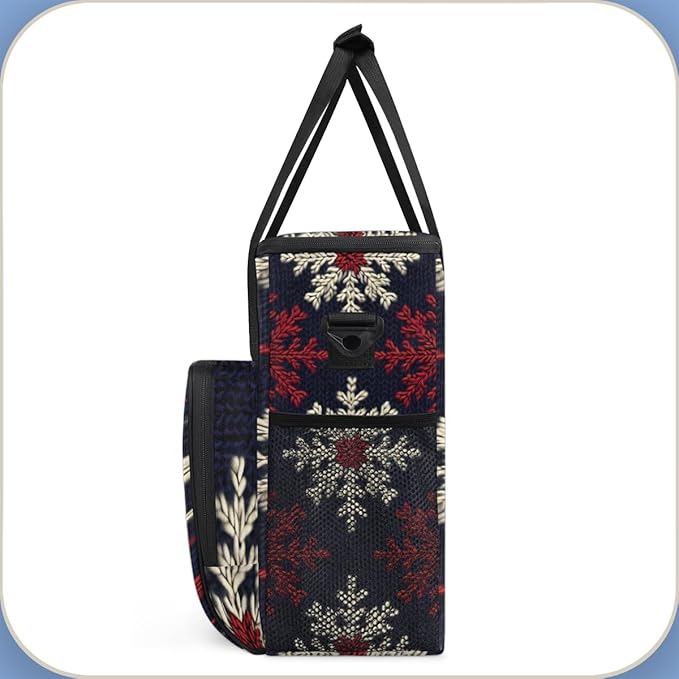Christmas Snowflakes Coffee Maker Carrying Bag Graffiti Snowflakes Travel Storage Bag Compatible with K-Mini or K-Mini Plus Single Serve Coffee Brewer Carrying Case with Pockets &amp Shoulder Strap