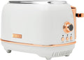Haden Heritage 2-Slice Wide-Slot Toaster Stainless-Steel Bread Toaster with Adjustable Browning Control Crumb Tray &amp Non-Slip Feet Ivory &amp Copper